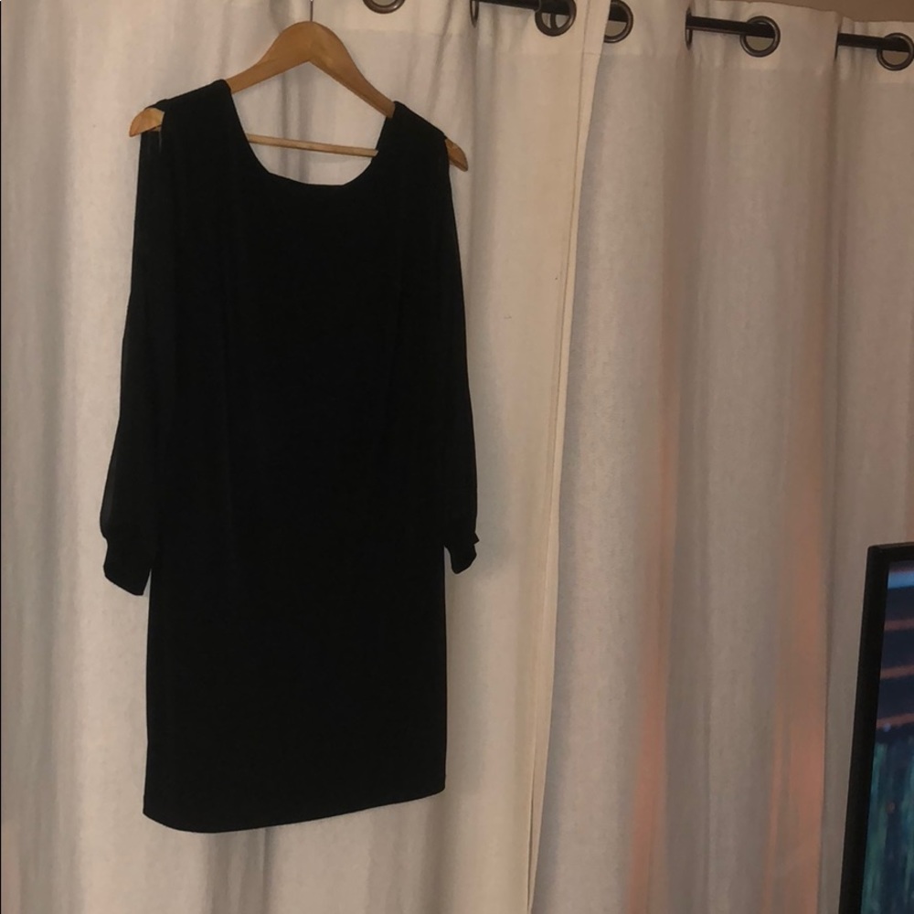 Large black silk dress